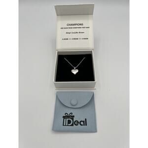 Sterling Silver 925 Shiny Heart Necklace 16” Chain Boxed Gift Engraved